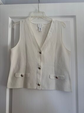 New Button-Front Sleeveless Knit Vest